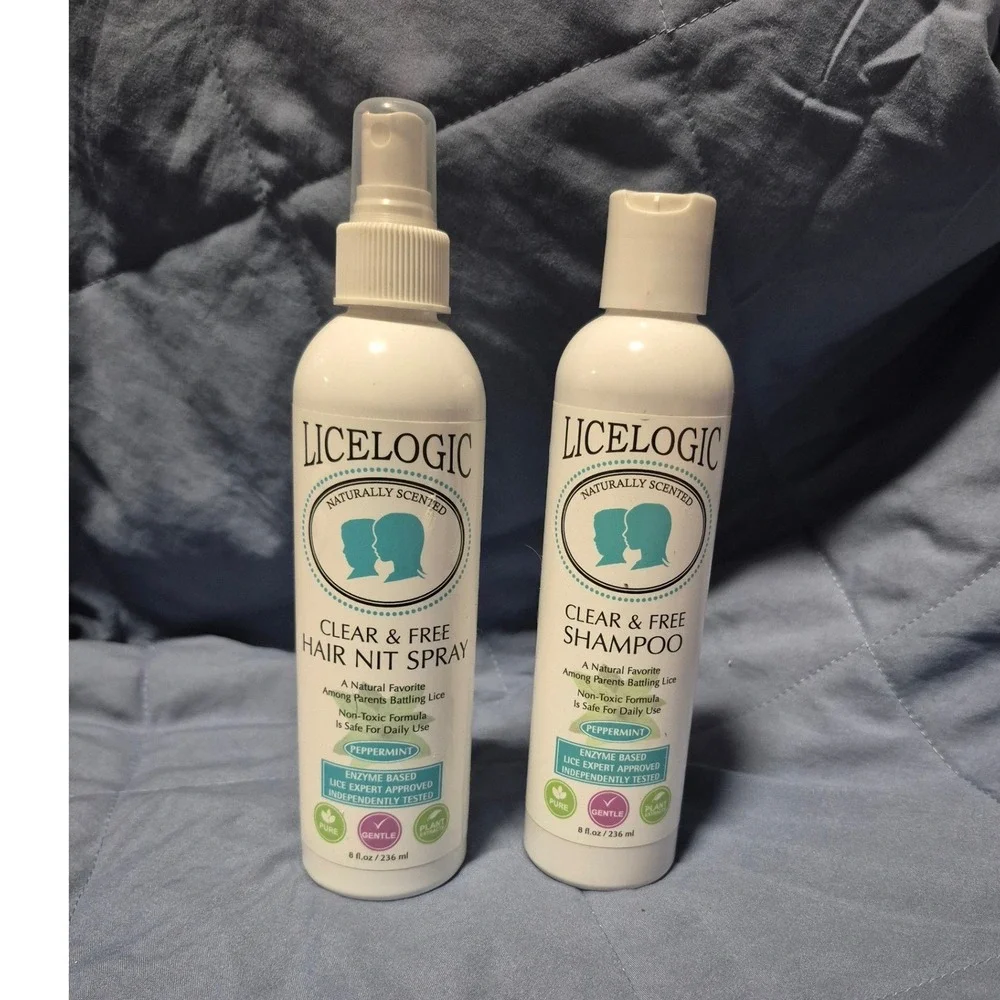 LiceLogic Clear & Free Peppermint Shampoo and Hair Nit Spray 8oz 2 Piece Bundle